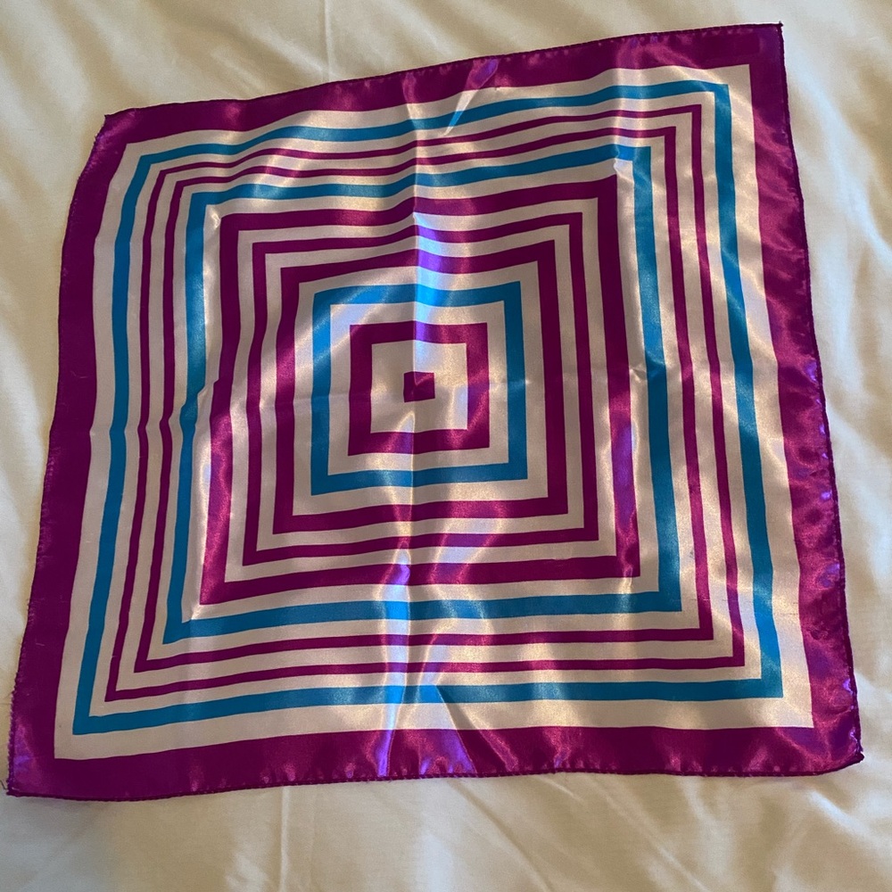 3 for 15$! Geometric Pattern Purple & Blue Satin Scarf.